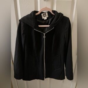 Anne Klein hooded black wool coat. Excellent condition. Incredibly warm.